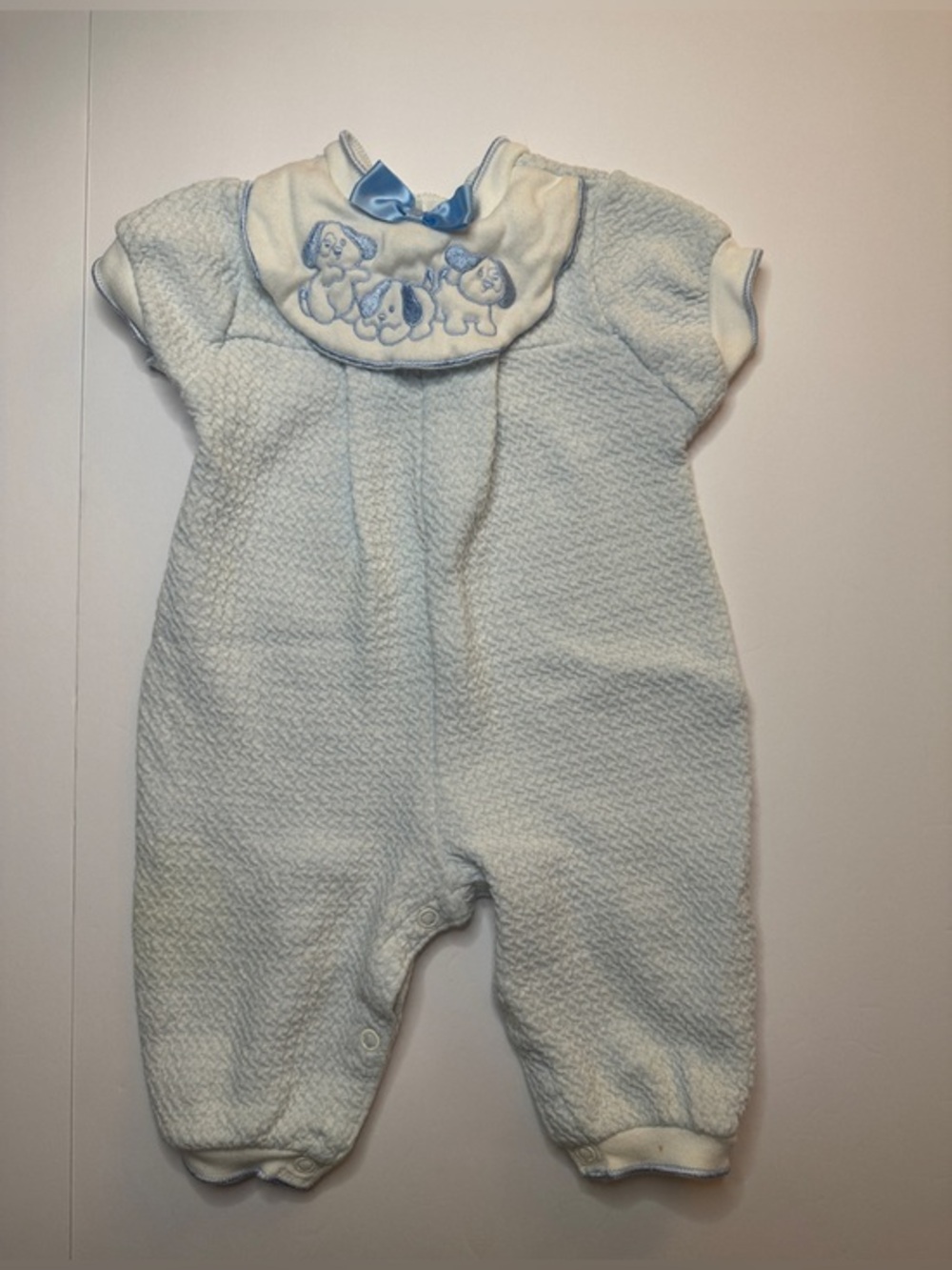 Vintage Carters Blue Embroidered Onesie Size 6 Months